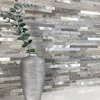 AULIGET 2-Sheet Peel and Stick Backsplash Wall Tiles, Distressed Wood Look PVC - Image 2