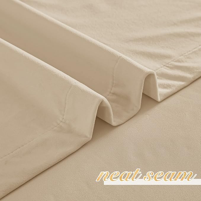 NICETOWN Beige Velvet Curtains 63 inches 2 Panels Set, Thermal Insulated Heavy - Image 6