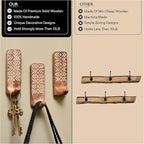 IndianShelf 10 LB- 6 Pieces Decorative Wood Adhesive Wall Hooks–Boho Peel and - Image 3