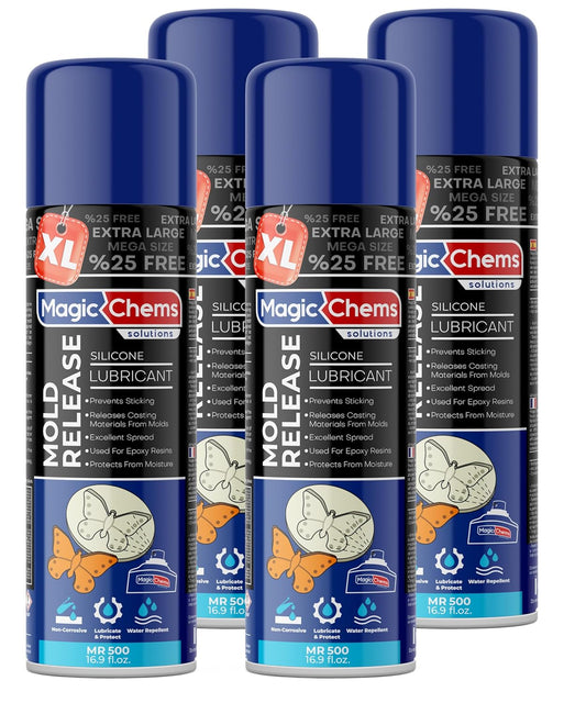 Mold Release, Silicone Mold Release Spray (4x16.9 fl oz/500ml) Mold Release for Epoxy Resin and Candle Mold Release Spray (4 Pack Mega Size)