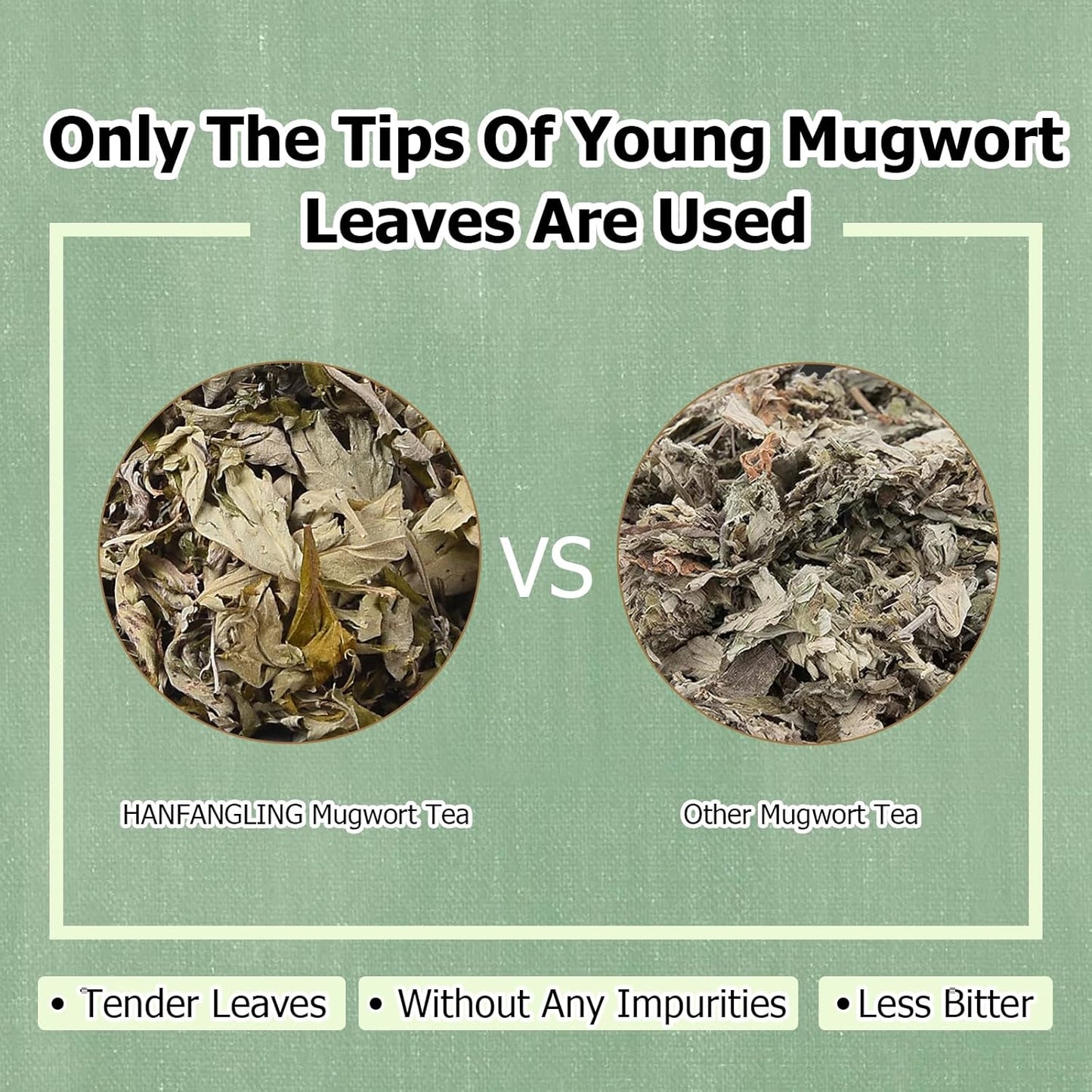 HANFANGLING Mugwort Tea, Natural Herbal Tea, Refreshing, Made from Premium Natural Mugwort Buds, Gift Tea (Loose Leaf)