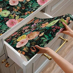 JiffDiff Dark Floral Peel and Stick Wallpaper 236.22" L x 17.7" W Black - Image 8