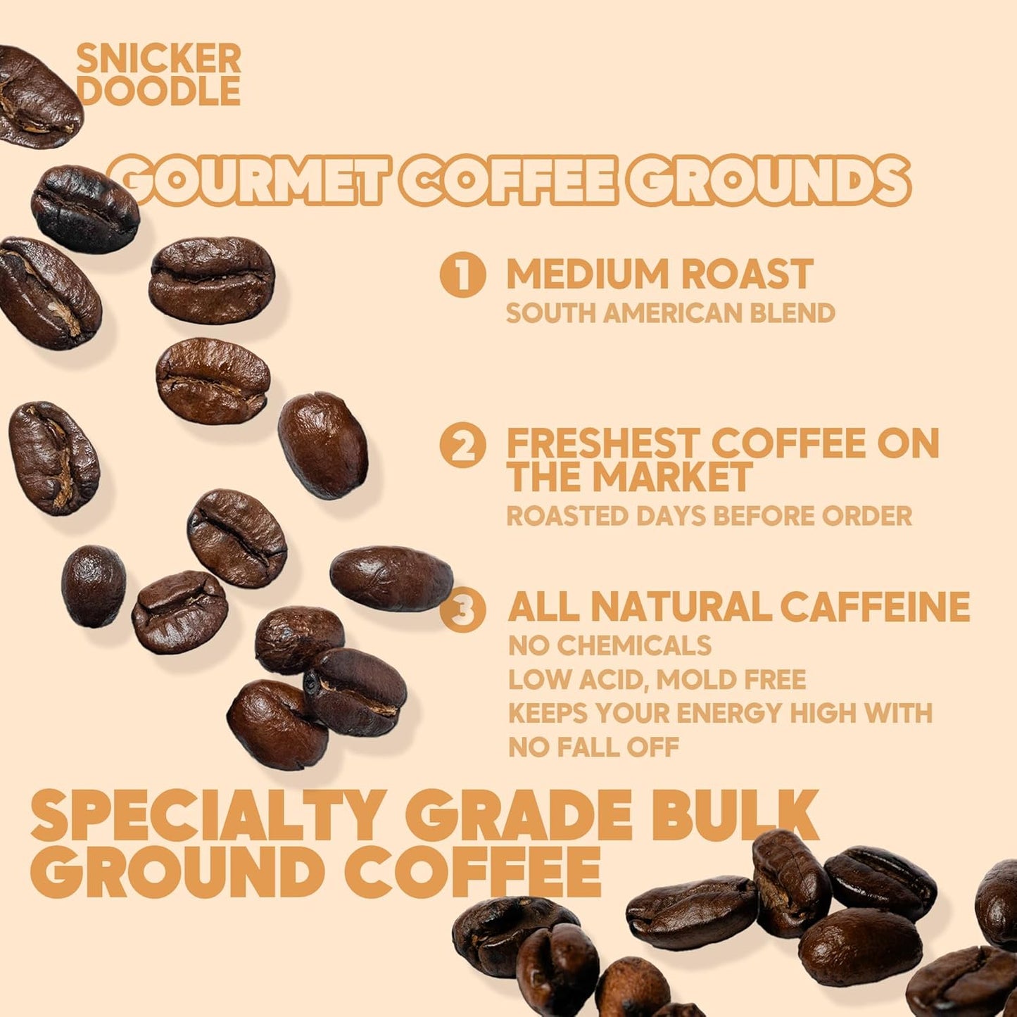 Sarasota Coffee Ground Snickerdoodle Sugar Cookie | Medium Roast Gourmet Flavored Coffee Grounds | Low Acid, Mold Free, Specialty Grade Flavored Bulk Ground | 5lb (80 oz)