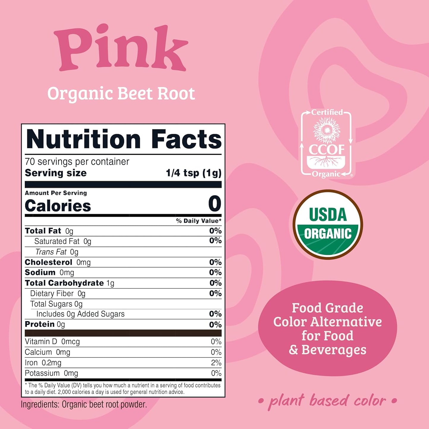 Nutricost Pink Plant Based Food Coloring From Organic Beet Root Powder (60 Servings) - Nutricolor Color Alternative For Food & Beverages