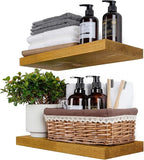 BGMG Wood Floating Shelves for Wall 18 inch Set of 2, Rustic Wooden Wall Mount by BGMG