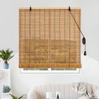 Natural Bamboo Window Blinds Roll Up Light Filtering UV Protection Shades by Vteyeya