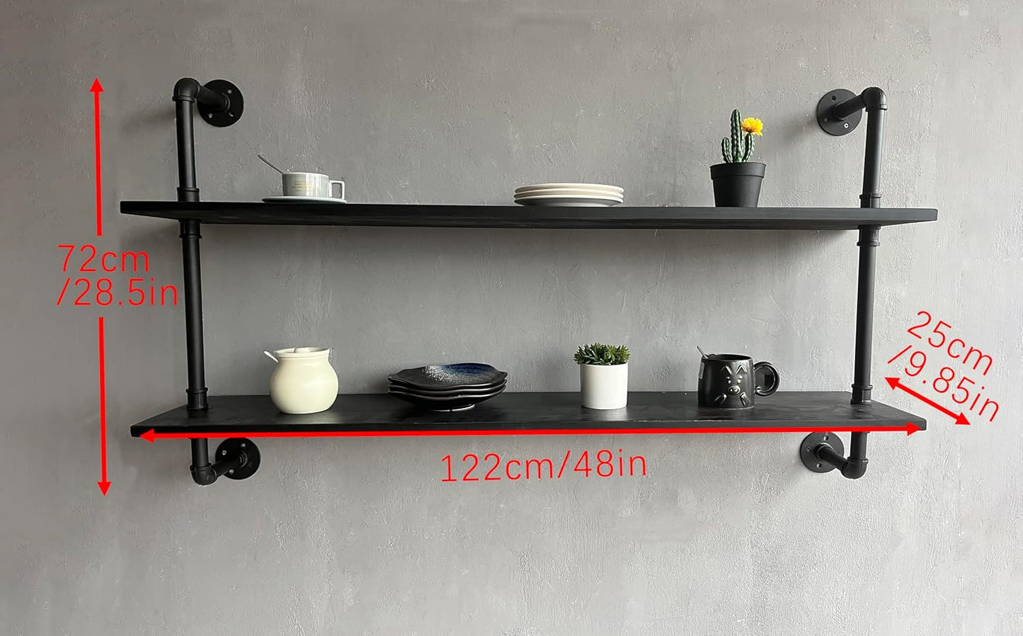 Floating Bookshelf Shelves Industrial Pipe Shelving Pipe Shelves Rustic Wall Shelf 48 Inch Farmhouse Book Shelves for Wall Mounted