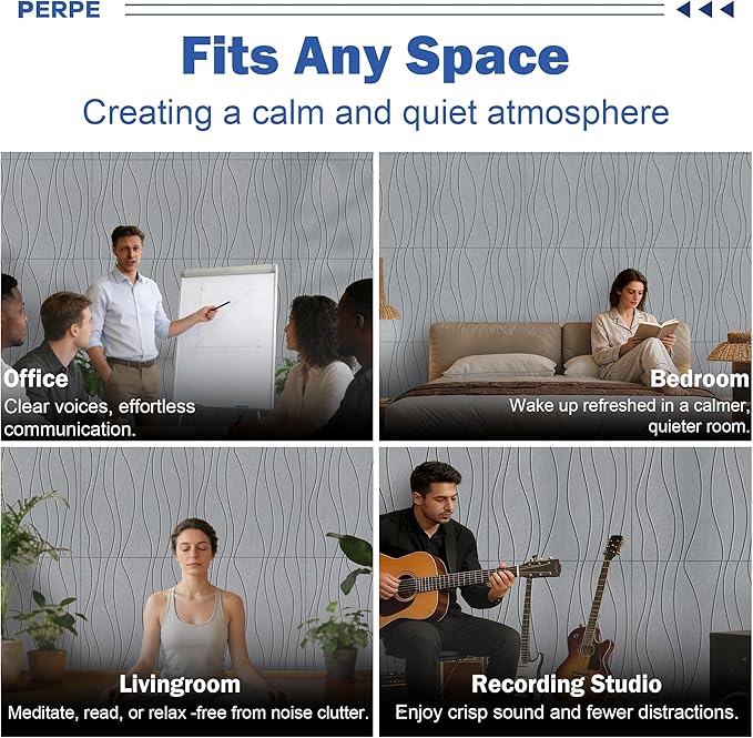6 PCS Acoustic Panels, 23.6x23.6'' Self-Adhesive Soundproof Wall Panels - Image 8