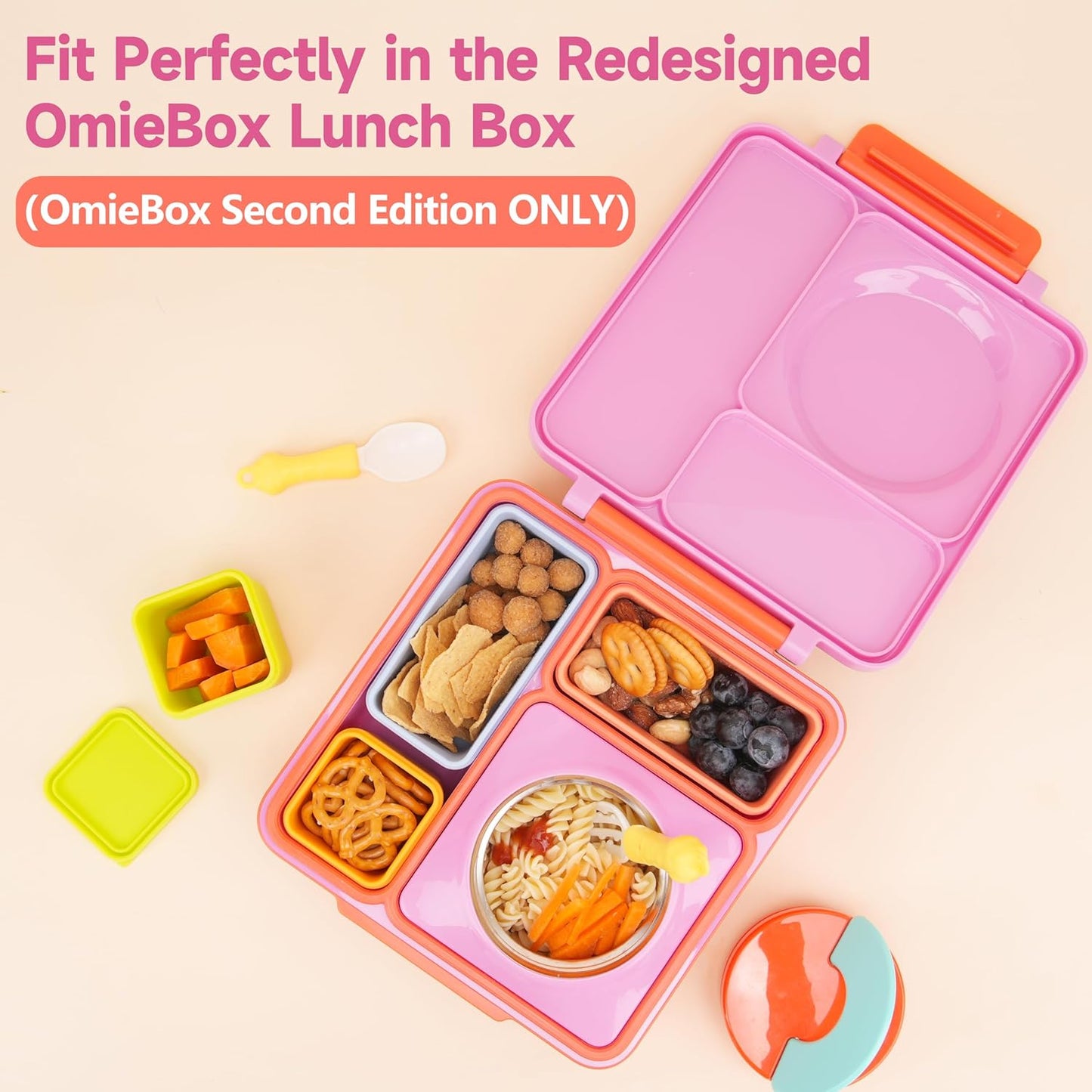 Silicone Dips Containers Compatible with OmieBox, 4 Pack Salad Dressing Container To Go for Most Bento Lunch Box, Small Snack Condiment Container with Lids for kids