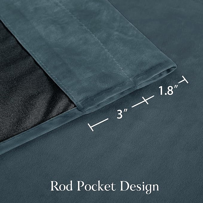 NICETOWN Blue Velvet Curtains 102 inches Long - Image 2