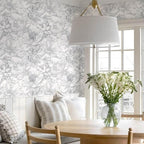 Ismoon Vintage Floral Wallpaper Peel and Stick Beige and Gray Contact Paper - Image 5