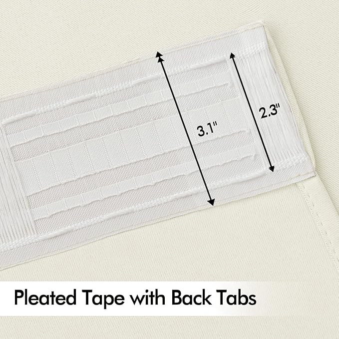 MIULEE Cream Back Tab Blackout Curtains 72 Inches Long 2 Panels Set - Image 4