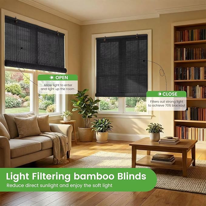 Bamboo Blinds, Custom Sizes Roller Shades - Image 3