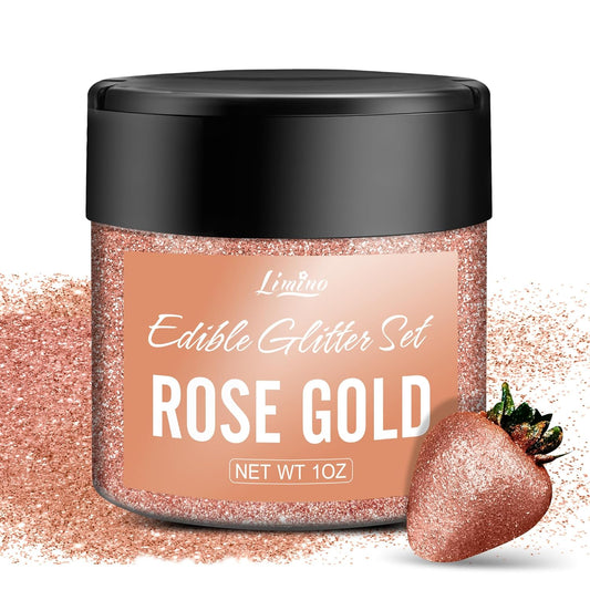 Edible Glitter - 30g Edible Luster Dust Metallic Food Grade Coloring Glitter for Drinks, Baking, Cake Decorating - Edible Dust Powder Shimmer Sprinkle Powder for Icing, Cocktail, Candy (Rose Gold)