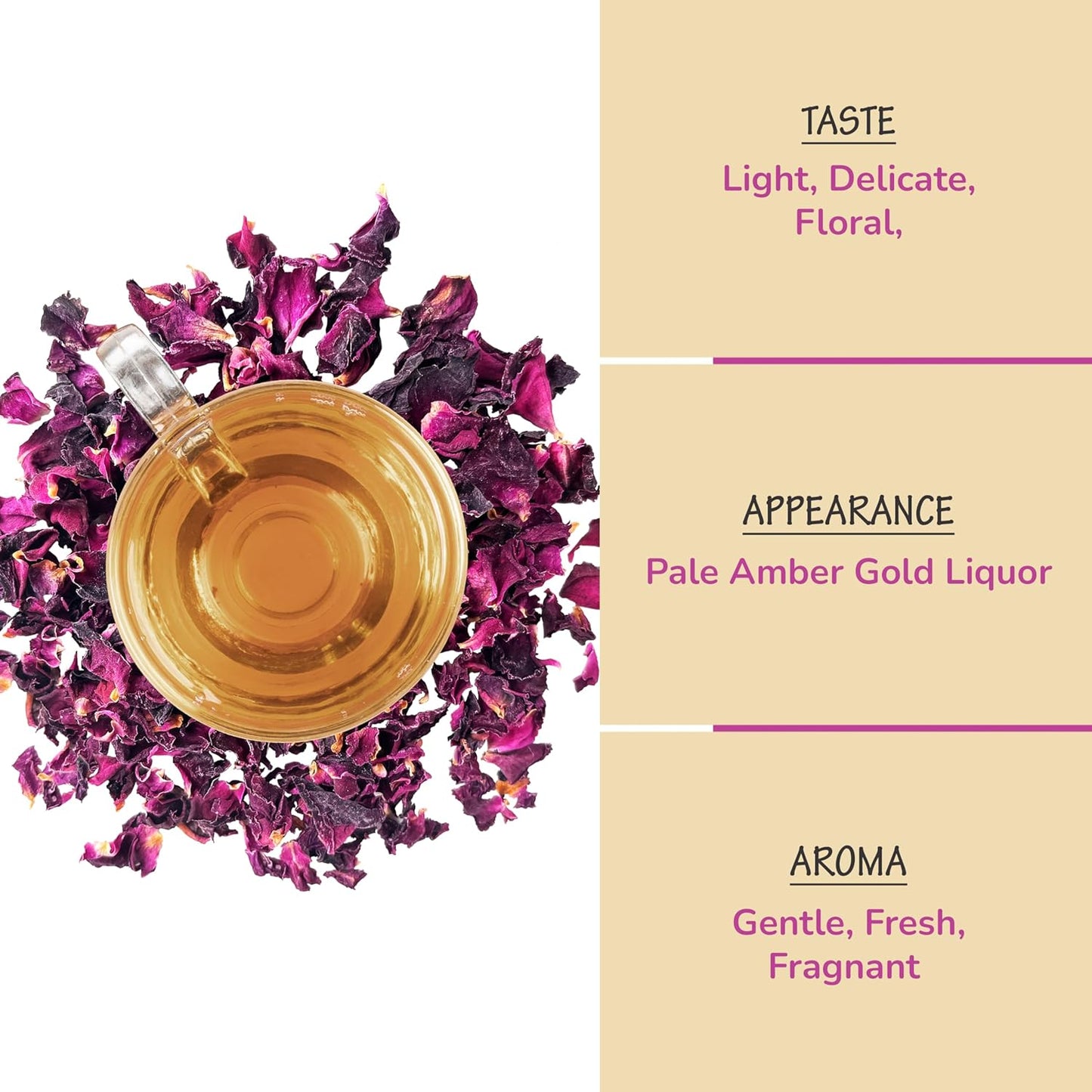 BREWIX, Pure Dried Rose Petals Loose Tea (25+ Cups,1.76oz/50g) Edible Flowers for Cocktails,Garnishing & Drinks, Tea,Baking,Desserts,Bread,Cake,Bath,DIY Skincare Edible Rose Petals in Resealable Bag