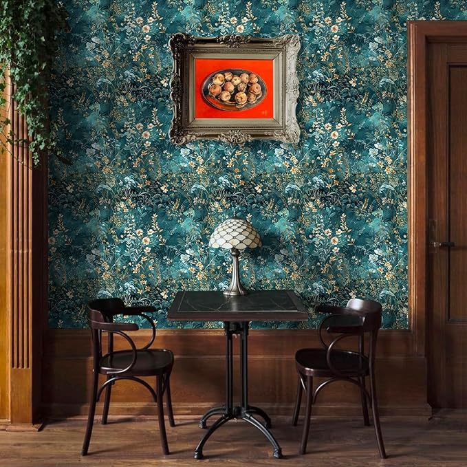 Floral Peel and Stick Wallpaper Green Flower Contact Paper 17.3inch x 393.7inch - Image 5