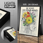 Be Kind To Your Mind Quote Poster Prints Mental Health Canvas Wall Art 24x36 - Image 2