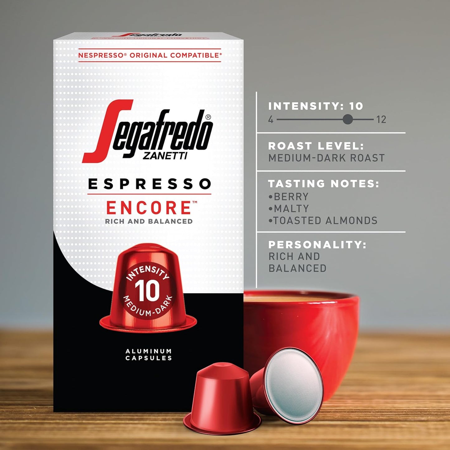 Segafredo Zanetti Espresso Capsules – Aluminum Pods for Nespresso Original Machines – Sinfonia & Encore Variety Premium Espresso – Medium & Medium-Dark Roast – Sinfonia & Encore, 10 Count (Pack of 4)