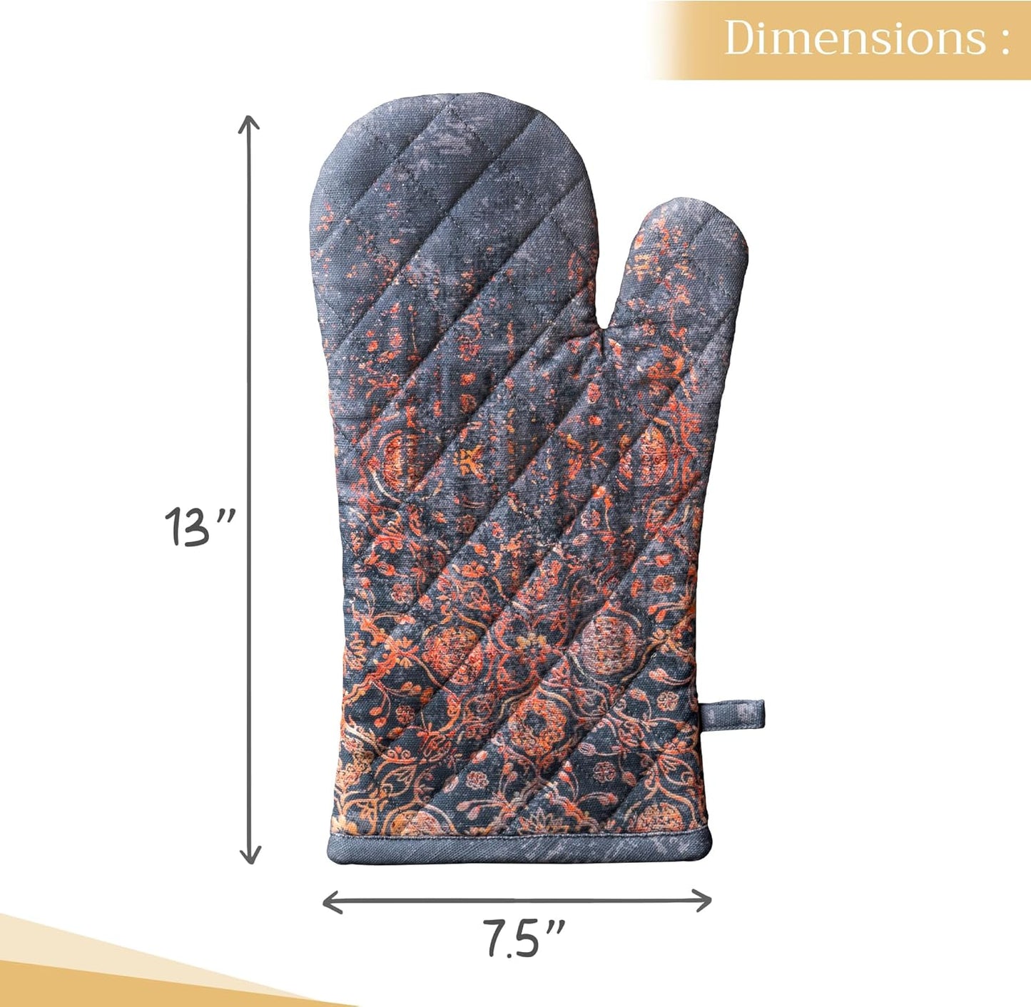 Maison d' Hermine Oven Gloves 100% Cotton Oven Mitt 7" x 13" with Loop Heat Resistant, BBQ, Cooking Gloves, Baking, Grilling, Kitchen, Handling Hot Pans (Pack of 1, Imperfection)