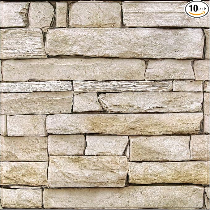 COMSTICKC 3D Peel and Stick Faux Stone Wall Sticker, Ultra-Light Thin PVC Rock by COMSTICKCDECOR