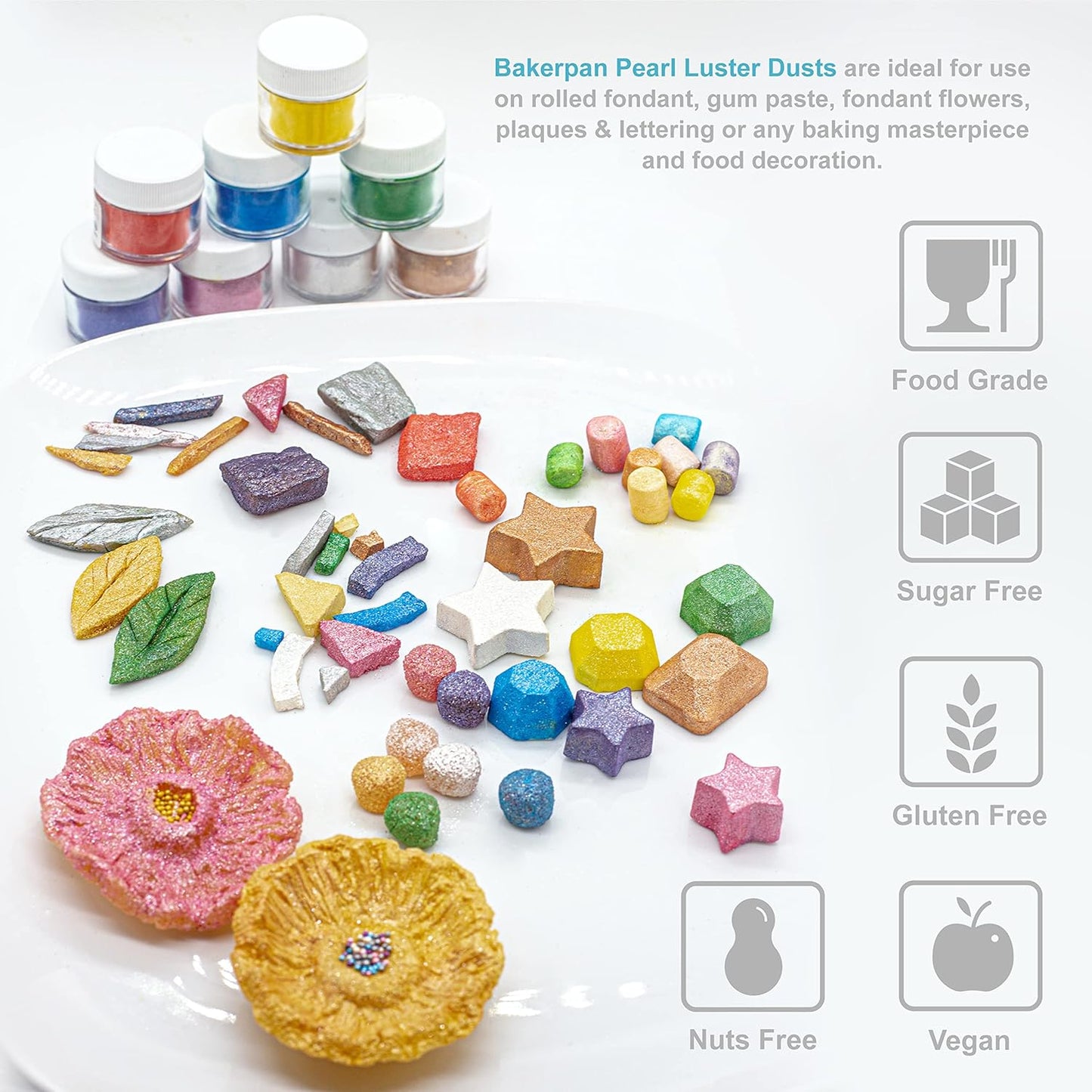 Bakerpan Pearl Luster Dust Edible, Bronze Edible Glitter for Cocktails, 4 Grams Edible Glitter for Cake Decorating, Cookies, Chocolates and Candies, Drinks (Made in USA)