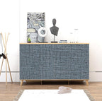 Amiya Grasscloth Wallpaper Blue Peel and Stick Faux Fabric Linen Contact Paper - Image 5