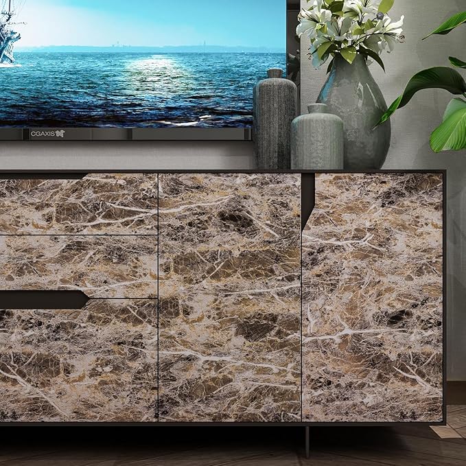 BAYYA Extra Wide Marble Granite Peel and Stick Wallpaper Brown Thicken - Image 7