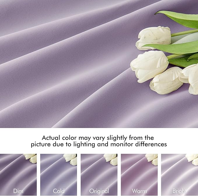 MIULEE Lilac Back Tab Blackout Curtains 108 Inch Long 2 Panels Set - Image 8