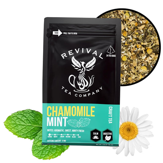 Revival Tea Company Chamomile Mint Tea - Herbal Tea Blend of Chamomile Flowers and Peppermint Leaf - Caffeine Free - Loose Leaf 3 Ounces