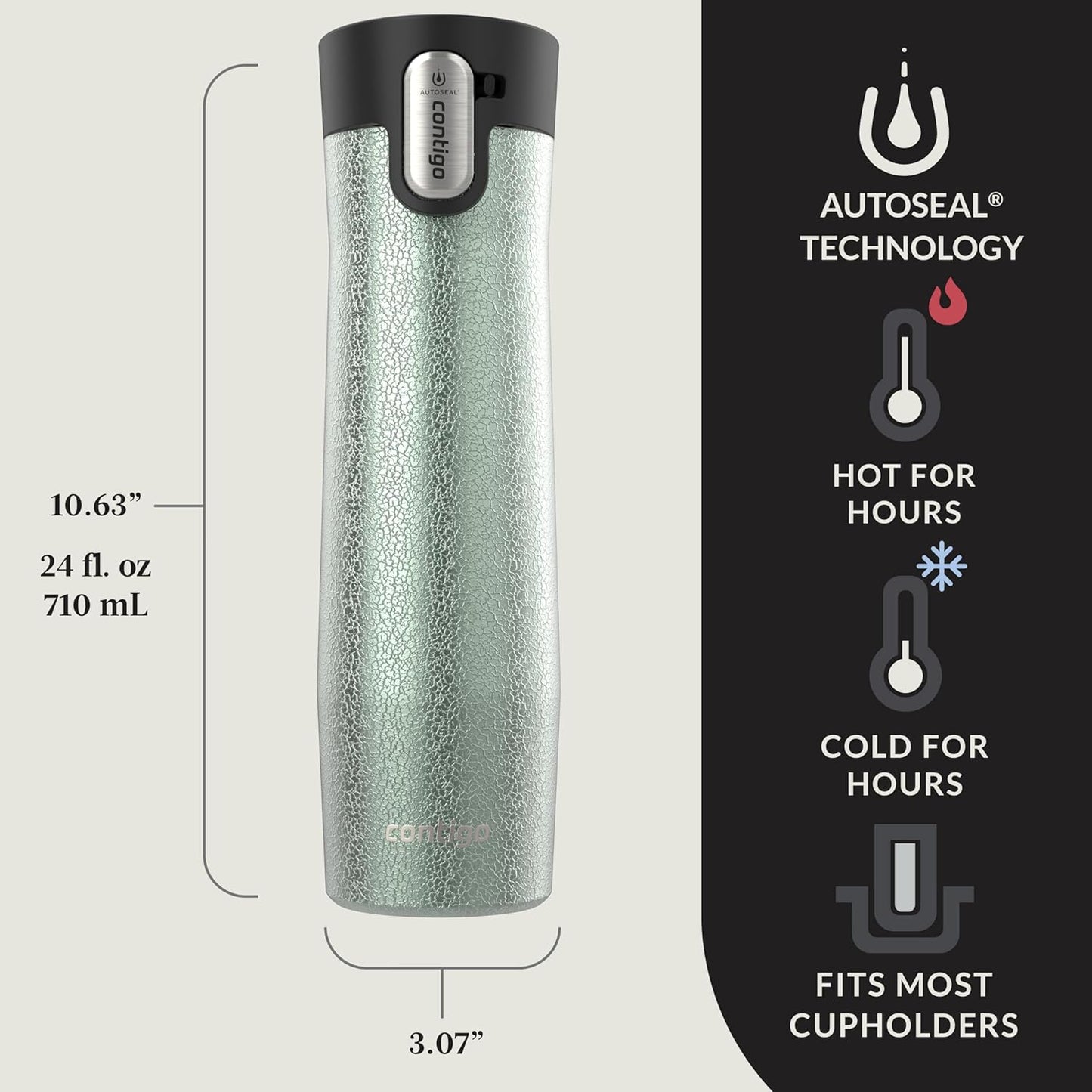 Contigo AUTOSEAL West Loop Vacuum-Insulated Stainless Steel Travel Mug with Easy-Clean Lid 24 oz Crystal Agave