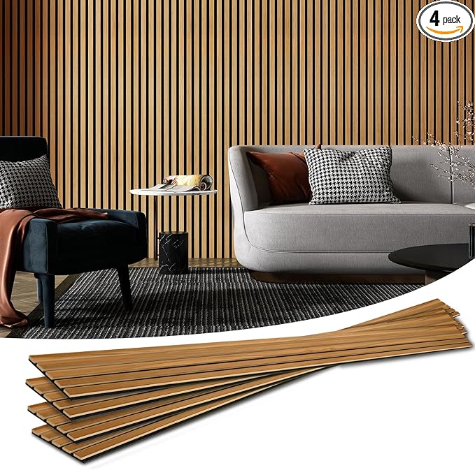 Art3d 4-Pack Acoustic Wood Slat Wall Panels by Art3d