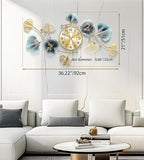 Wall Clocks for Living Room Decor, Large Wall Clock, 3D Creative Metal Ginkgo - Image 3