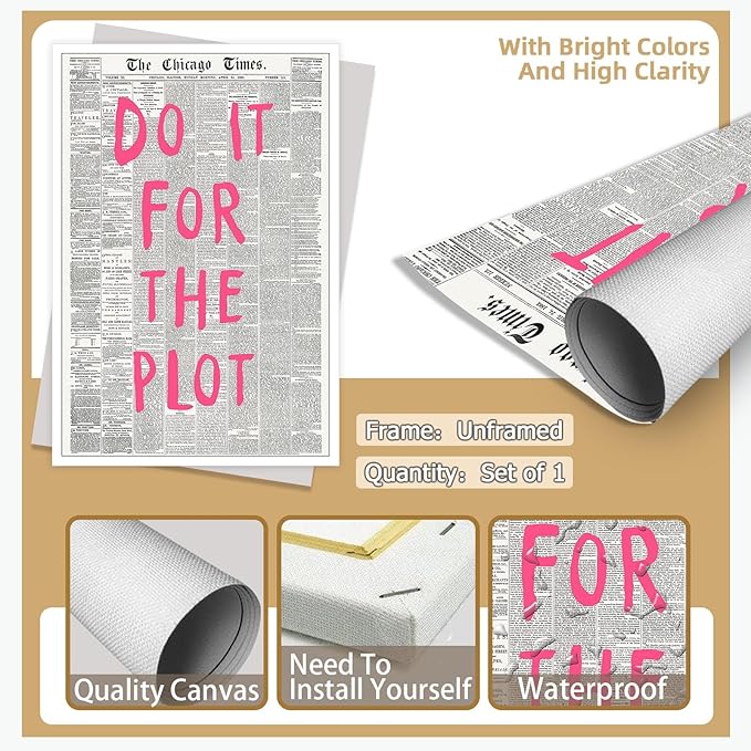 Liyark Retro Black And White Chicago Newspaper Poster Pink Trendy Preppy - Image 2