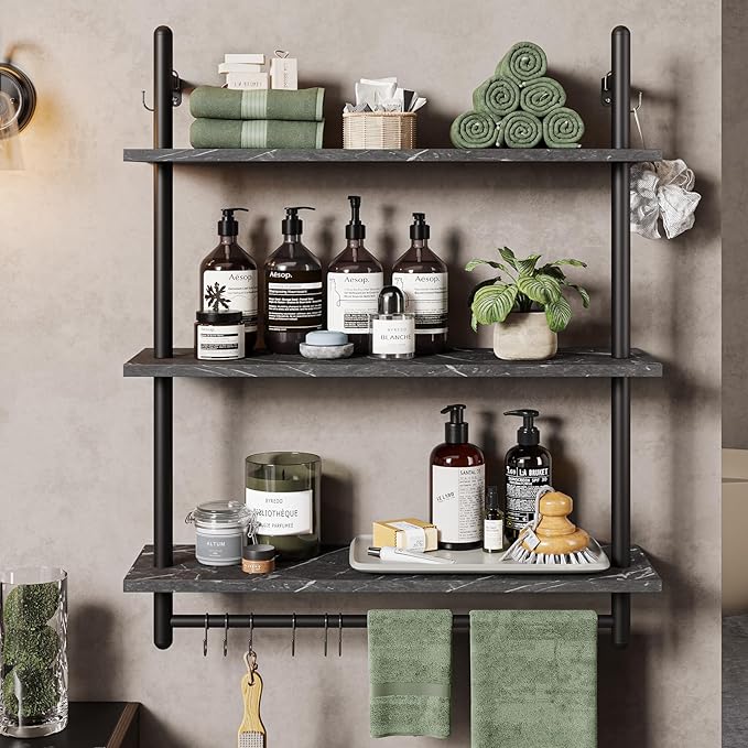 Bestier Floating Pipe Shelving, 31.5" Floating Kitchen Shelves Wall Mounted - Image 6