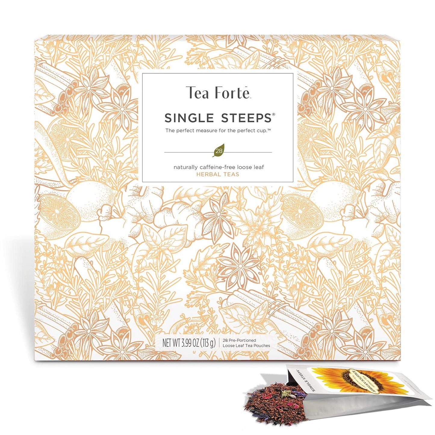 Tea Forte Herbal Tea Assortment Single Steeps Loose Leaf Premium Tea Gift Set Sampler, 28 Count, 2 of Each Assorted Blends Pre-Portioned Single Serve Pouches, Steeps 12 oz