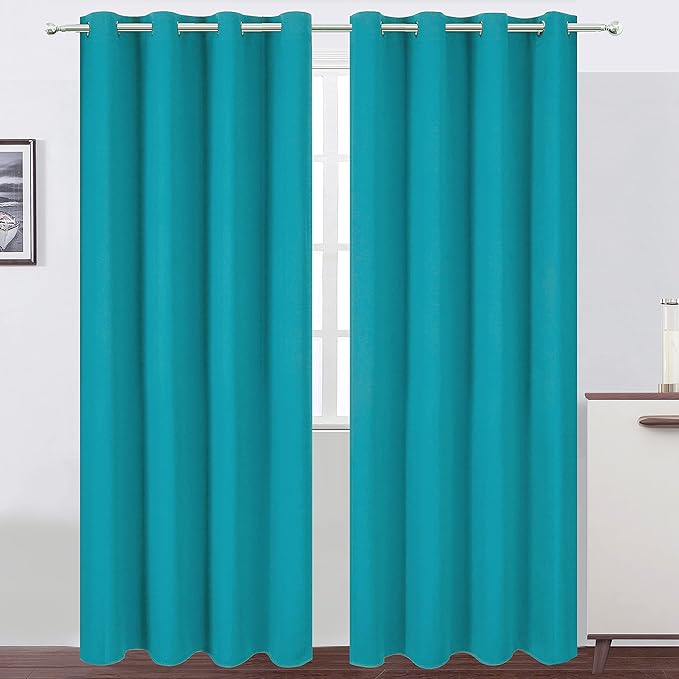 LEMOMO Blackout Curtains 66 x 84 inch/Teal Curtains Set of 2 Panels/Thermal by Lemomo