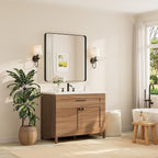 TETOTE Black Framed Mirrors for Bathroom, 36 x 36 Inch Modern Wall Mounted - Image 2