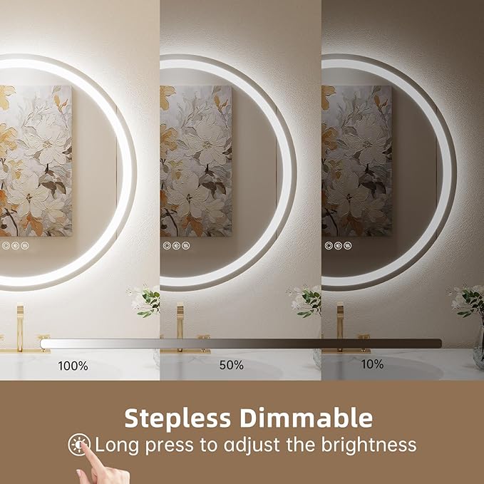 LOVESPEJO 32" Round LED Bathroom Mirror - Image 3
