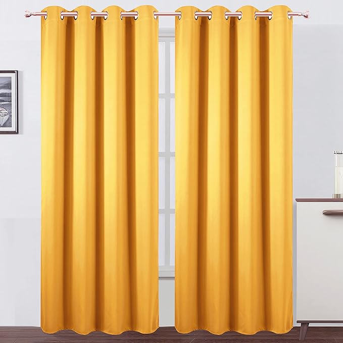 LEMOMO Blackout Curtains 66 x 84 inch/Yellow Curtains Set of 2 Panels/Thermal by Lemomo