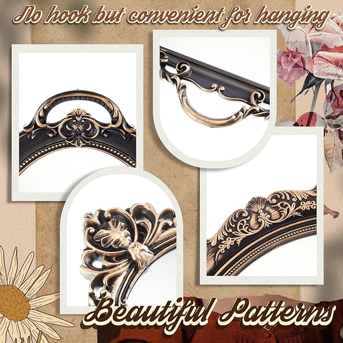 Beeveer 4 Pcs Vintage Gold Mirrors Set Decorative Hanging Wall Decor - Image 3