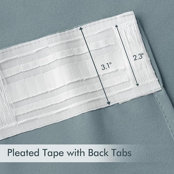 MIULEE Slate Blue Back Tab Blackout Curtain 96 Inch Long 2 Panels Set - Image 4
