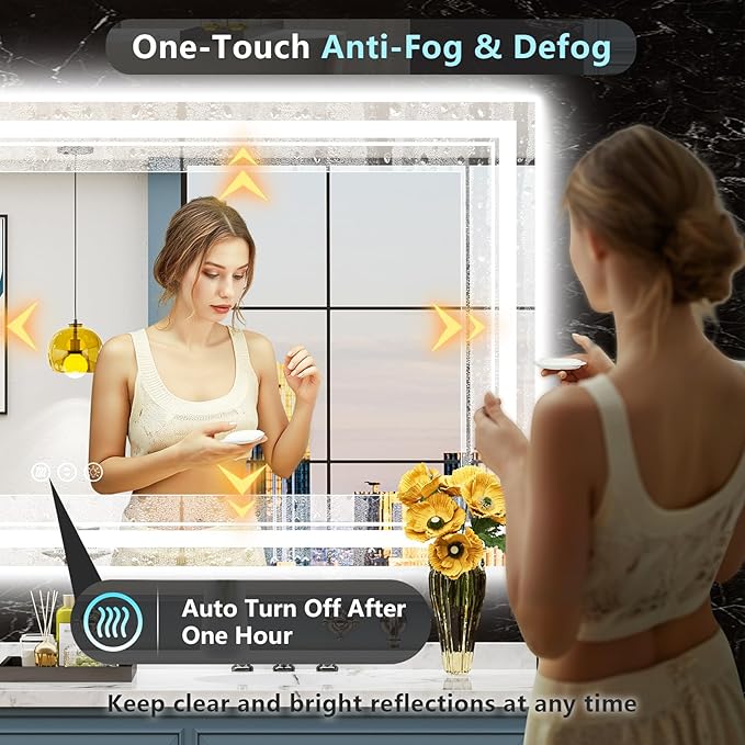 72x32 LED Bathroom Mirror with Lights, Backlit and Front Lit Anti-Fog Lighted - Image 5