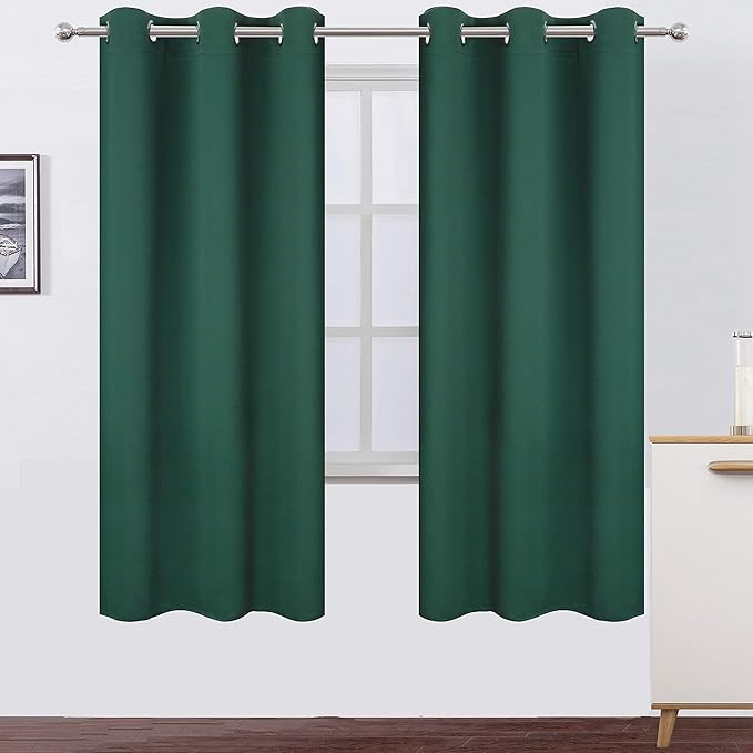 LEMOMO Dark Green Thermal Blackout Curtains/42 x 72 Inch/Set of 2 Panels Room by Lemomo