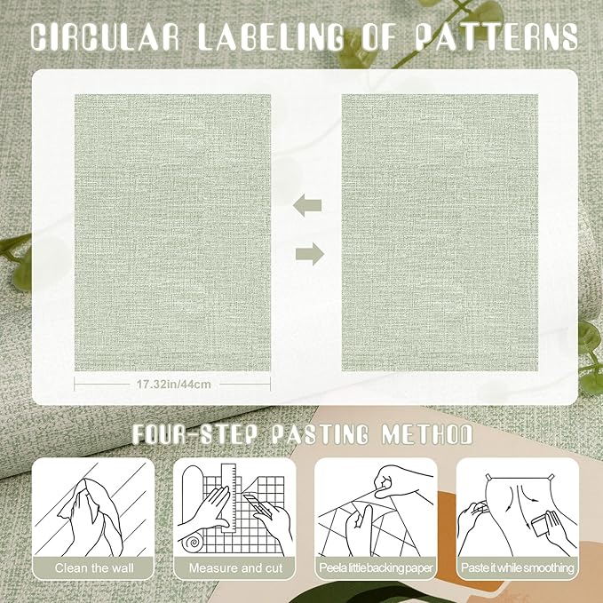 Amiya Grasscloth Wallpaper Sage Green Peel and Stick Faux Fabric Linen Contact - Image 7