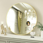 VooBang Round Mirror 19.6" Gold Wall Mounted Circle Mirrors Vanity Mirror by VooBang