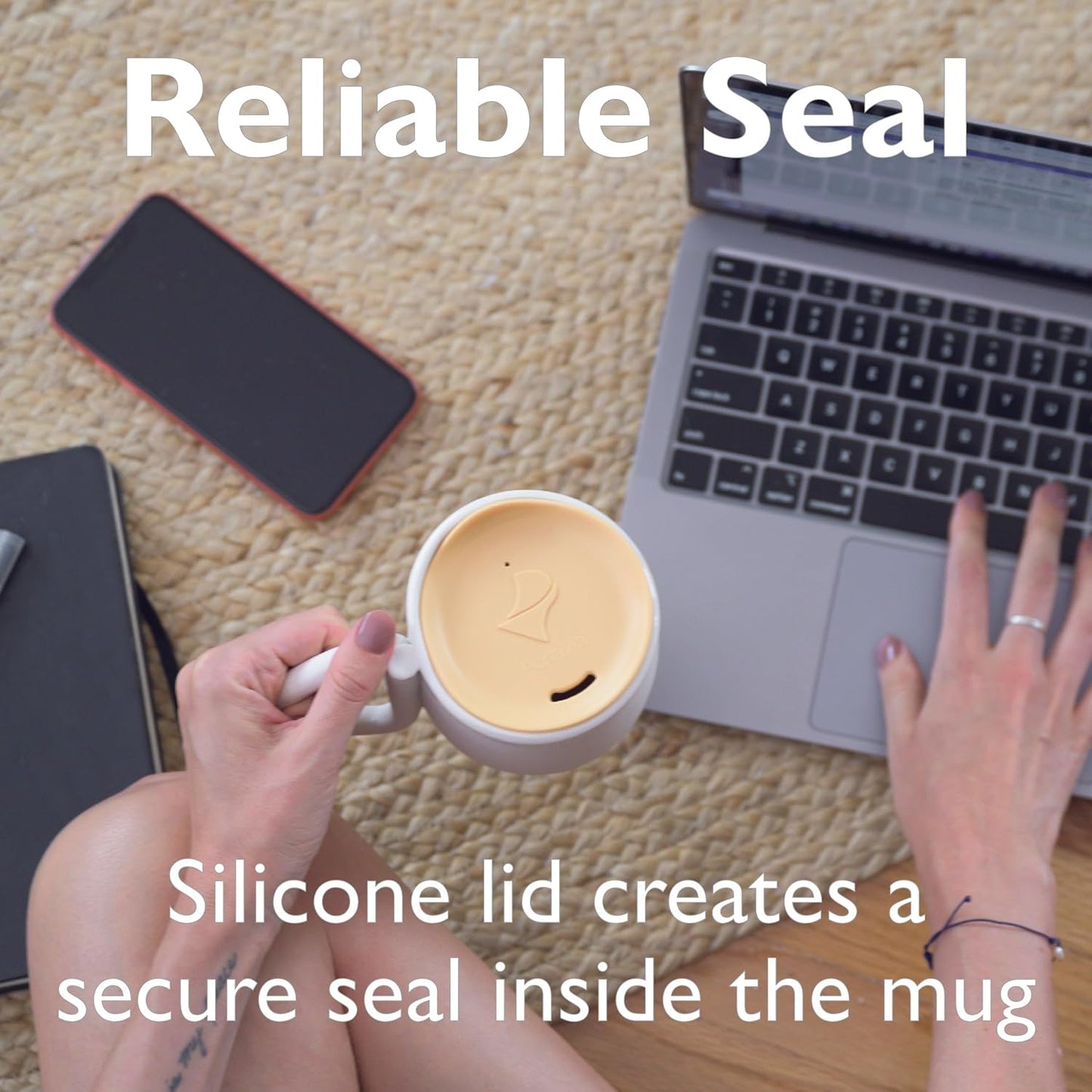 Reusable Coffee Cup Silicone Lid – Fits Most Tumbler, Water Bottle, & Ceramic Coffee Mug Between 3"-3¼" – Dishwasher-Safe Travel Mug Lid keeps your beverage in your mug (Medium - Cappuccino)