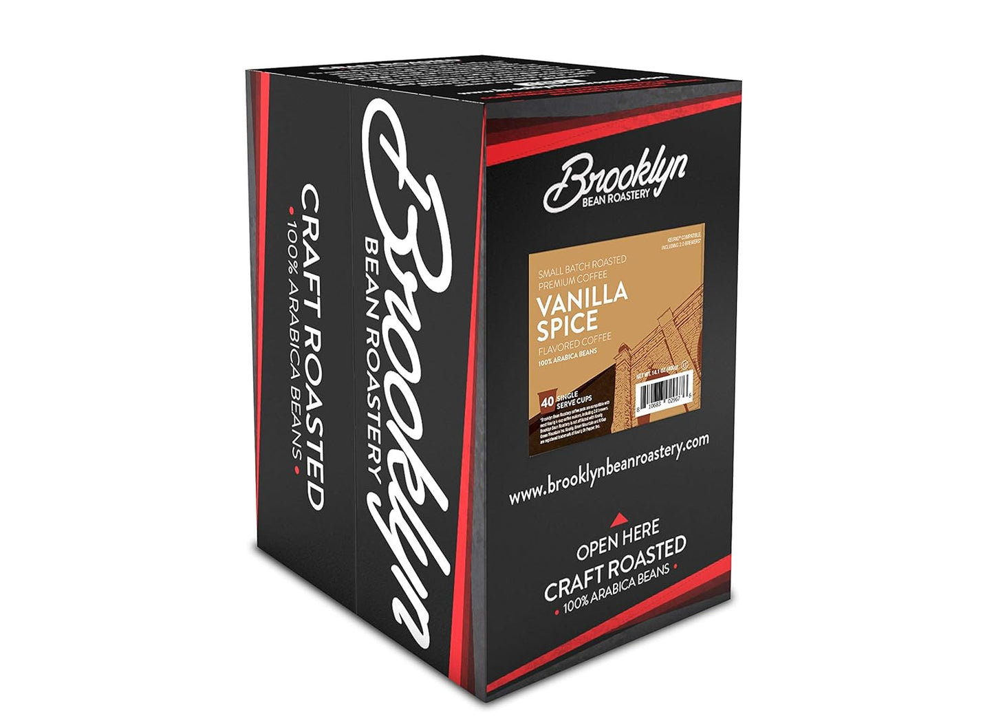 Brooklyn Beans Roastery Vanilla Spice Flavored Coffee Pods - Compatible with Keurig K Cup Brewers Including 2.0 Machines, 40 Count