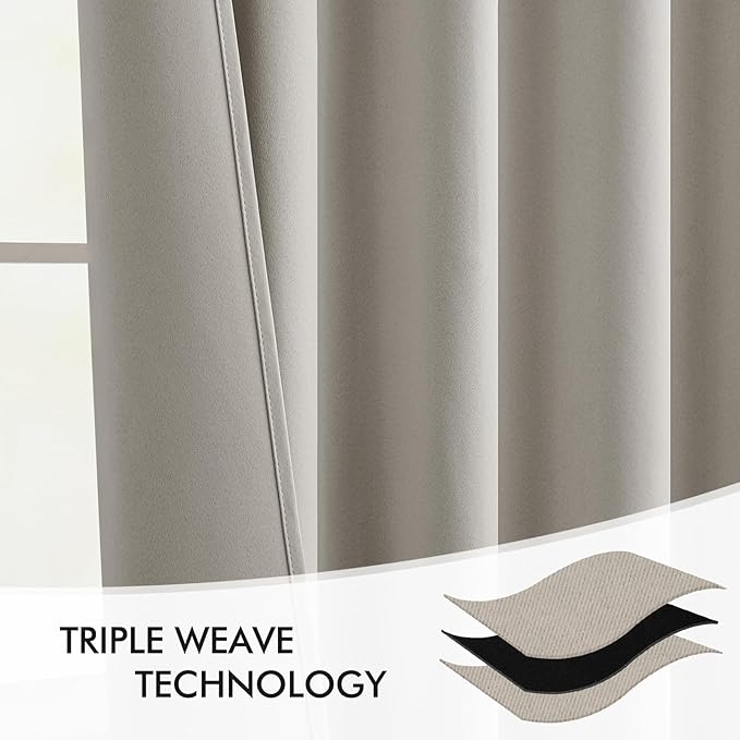 MIULEE Natural Back Tab Blackout Curtains 102 Inch Long 2 Panels Set - Image 7