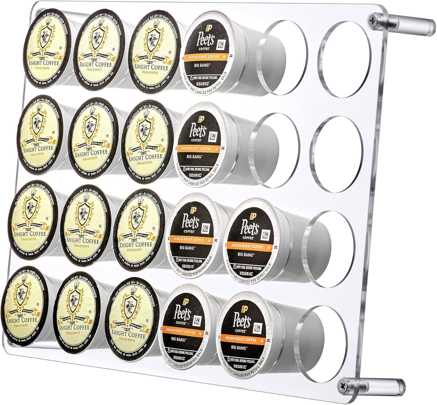 Amazing Abby 2-Pack 24-Slot Flat Acrylic Coffee Pod Holder, Large-Capacity Plastic Coffee Capsule Storage, BPA-Free and Shatter-Proof, Great for Use on Countertop or in Drawer, Up to 48 Keurig K-Cups