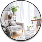 Itrue 24 Inch Round Wall Mirror, Brushed Black Metal Framed Circle Bathroom by Villacola